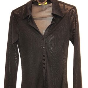 Mesh Button-down Shirt